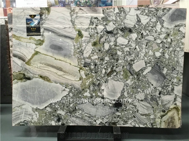 China Green Marble Big Slab/Green Marble Tile & Slab/White Beauty/Ice Connect Marble/Chinese Green /Marble Tiles Cut to Size/Ice Green/White and Green Marble Tiles for Wall & Floor Covering