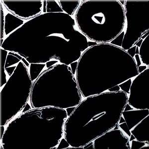 Classic Black Agate Semiprecious Stone Slabs/Luxury Dark Black Semi-Precious Stone/Semi Precious Stone Slab for Wall Cladding&Flooring/Semi-Precious Stone Panel/Interior Decoration Stone