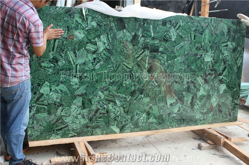 Classic Green Agate Semiprecious Stone Slabs Tiles/Green Gemstone Tiles/Semi Precious Stone Wall/Wall Covering Building Tiles/Precious Stone Big Slabs