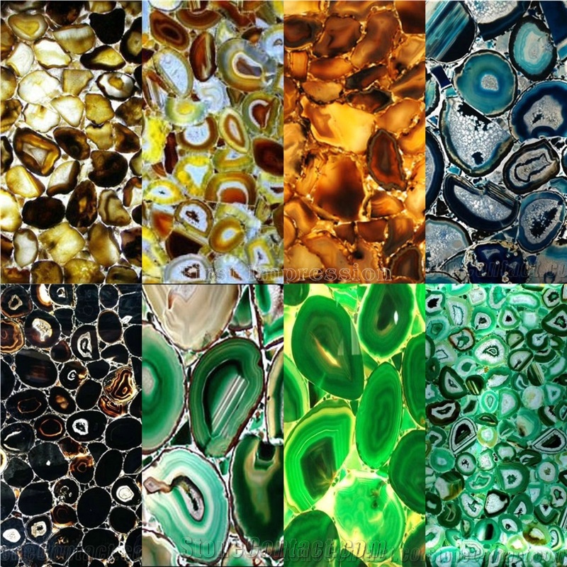 Colorful Agate Semiprecious Stone Slabs & Tiles/Green Gemstone Tiles/Semi Precious Stone Wall Covering Tiles&Floor Covering Building Tiles/Precious Stone Big Slabs