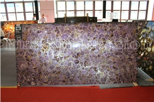 Famous Purple Crystal Semiprecious Stone Big Slabs/Luxury Lilac Semi-Precious Stone Slab&Tile&Customized/Semi Precious Stone Slab for Wall Cladding&Flooring/Interior Decoration