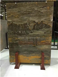 Hot Sale Andes Mountains Landscape Marble Big Slab for Tv Wall/Bookmatching Marble Panels/Hot Sale Luxury Marble Slabs and Tiles/Good Price Bookmatching Stone Tiles/Brown Marble
