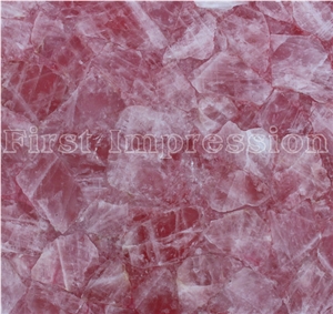 Hot Sale Pink Crystal Semiprecious Stone Slab/Luxury Pink Semi-Precious Stone Slab&Tile&Customized/Semi Precious Stone Tiles for Wall Cladding&Flooring/Semi-Precious Stone Panel/Interior Decoration