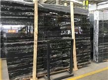 Hot Sale Silver Dragon Black Marble Polished Big Slabs/China Black Marble Tiles for Wall and Floor Covering/Skirting/Natural Building Stone with White Lines/Quarry Owner Manufacturers Supply Interior