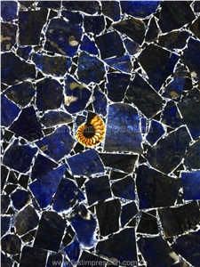 Luxury Solidate Blue Jasper Semiprecious Stone Tiles/Solidate Blue Gemstone Wall Tiles & Floor Tiles/Azul Bahia Semiprecious Stone