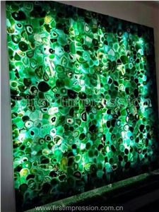 New Polished Azure Green Agate Semiprecious Stone Slab/Luxury Dark Green Semi-Precious Stone/Semi Precious Stone Slab for Wall Cladding&Flooring/Semi-Precious Stone Panel/Interior Decoration