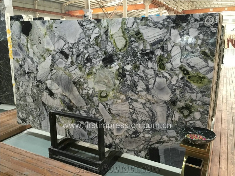 New Polished Ice Green Marble Tiles & Slabs/Ice Connect Marble/White Beauty/Ice Green/China Green Marble/Green Marble Slabs& Tiles/Floor Marble/Wall Marble Tiles