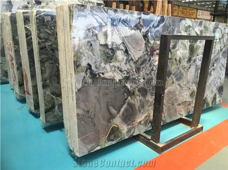 New Polished Luxury Ice Green Marble Tiles & Slabs/Ice Connect Marble/White Beauty/Ice Green/China Green Marble/Green Marble Slabs& Tiles/Floor Marble/Wall Marble