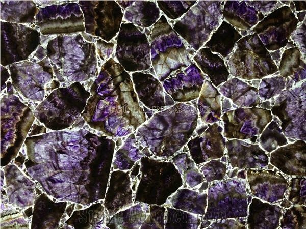 New Polished Purple Agate Semiprecious Stone Gangsaw Big Slab&Tiles&Customized/Gemstone for Flooring&Wall Covering/Mixed Color Semi Precious Stone Panels/Colorful Stone Flooring/Interior Decoration