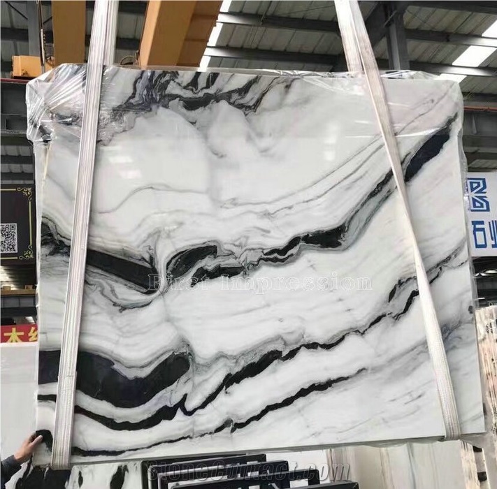 Panda White Marble Slabs Tiles/China Best Price Wall Covering Tiles/Floor Covering Tiles/Counter Top Stone/Home Decoration Background Slabs Tiles/Building Stone Material/Black and White Marble Slabs