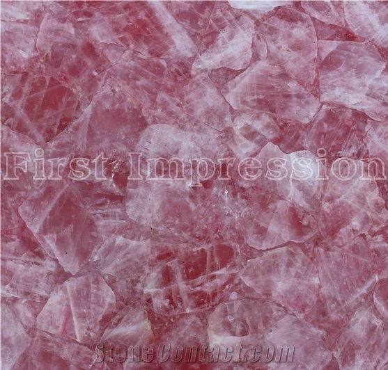 Pink Crystal Semiprecious Stone Slab/Luxury Pink Semi-Precious Stone Slab&Tile&Customized/Semi Precious Stone Tiles for Wall Cladding&Flooring/Semi-Precious Stone Panel/Interior Decoration