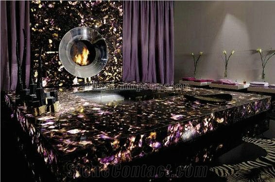 Polished Lilac Agate Semiprecious Stone Gangsaw Big Slab&Tiles&Customized/Gemstone for Flooring&Wall Covering/Mixed Color Semi Precious Stone Panels/Colorful Stone Flooring/Interior Decoration