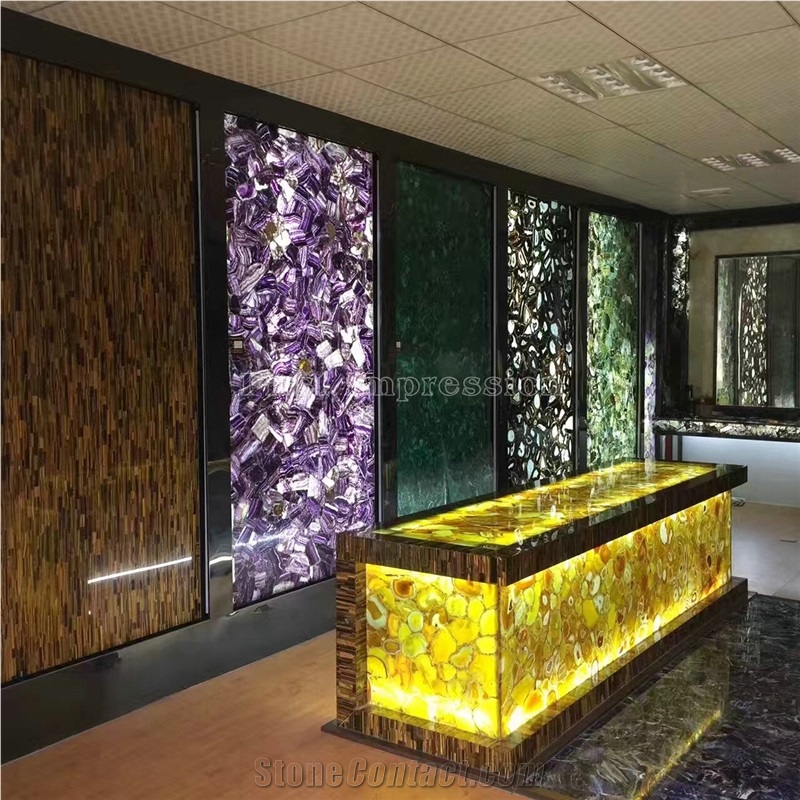 Popular Agate Translucent Stone Walling/Semi-Precious Stone Interior Walling/Agate Transmittance Stone Blackground Wall/Semi Precious Stone/Interior Decoration/Gemstone Slab for Wall Covering Tiles