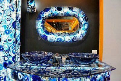 Popular Blue Agate Semiprecious Stone Gangsaw Big Slab&Tiles&Customized/Gemstone for Flooring&Wall Covering/Mixed Color Semi Precious Stone Panels/Colorful Stone Flooring/Interior Decoration Material
