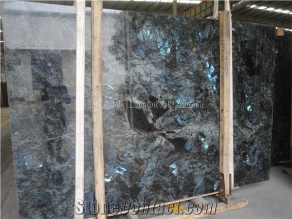 Popular Lemurian Labradorite Blue Granite Polished Slabs & Tiles/Madagascar Granite with Blue Sparking Spots/Polished Natural Building Stone Flooring/Feature Wall,Interior Paving/Clading/Decoration