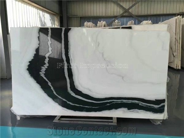 Popular Panda White Marble Slabs Tiles/China Best Price Wall Covering Tiles/Floor Covering Tiles/Counter Top Stone/Home Decoration Background Slabs Tiles/Building Stone Material/Black and White Marble