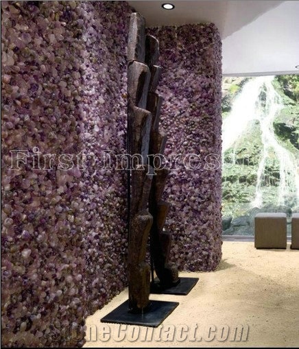 Purple Crystal Semiprecious Stone Big Slabs/Luxury Lilac Semi-Precious Stone Slab&Tile&Customized/Semi Precious Stone Slab for Wall Cladding&Flooring/Semi-Precious Stone Panel/Interior Decoration