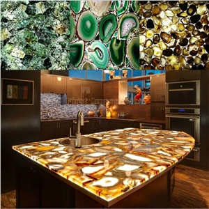 Semiprecious Stone Big Slab/Cheap Agate Stone Slabs & Tiles/Colorful Agate Transmittance Stone Blackground Wall/Semi Precious Stone/Interior Decoration/Gemstone for Wall & Floor Covering Tiles