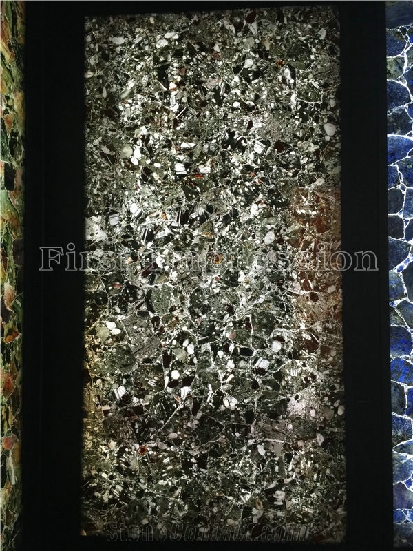 Silver Leaves Gemstone Tiles & Slabs/Grey Semi Precious Stone Wall Covering/Interior Decoration for Kitchen/Background/Interior Building Decoration Stone/Gemstone Slabs Tiles/Wall Decoration Stone