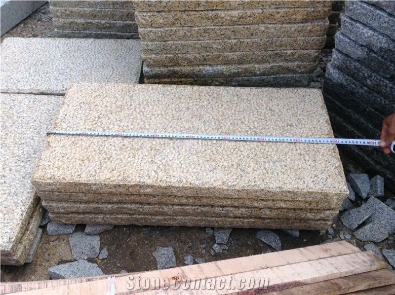 Yellow G350 Granite Tiles &Slabs Pineappled Finish Processing Other Sides Sawn Cut or Natural Uniform Color Cut-To-Size Calibrated Landscaping Floor Paving Tiles Covering Pattern