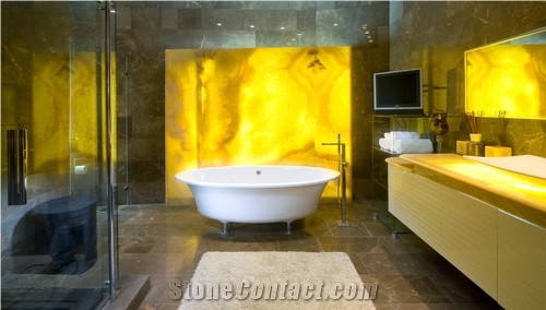 Translucent Backlit Onice Miele Nuvolato Artificial Alabaster Tile Wall Panel, Engineered Stone Onyx Tiles Wall Cladding