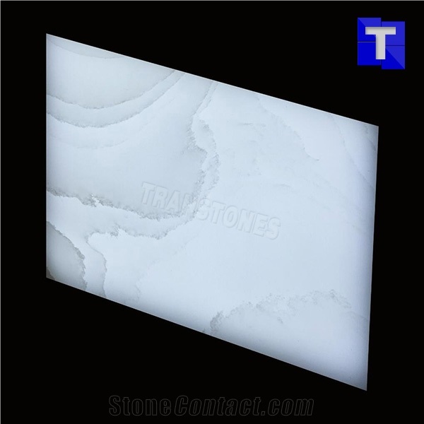 White Translucent Backlit Artificial Alabaster Tile,Artificial Onyx Tiles for Wall Panel,Hotel Project