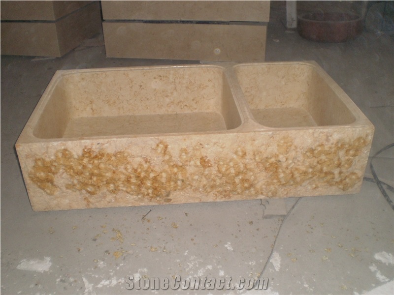 Sunny Yellow Egyption Marble Hand Made Kitchen Farm Sinks