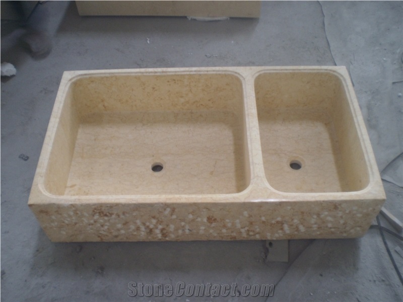 Sunny Yellow Egyption Marble Hand Made Kitchen Farm Sinks