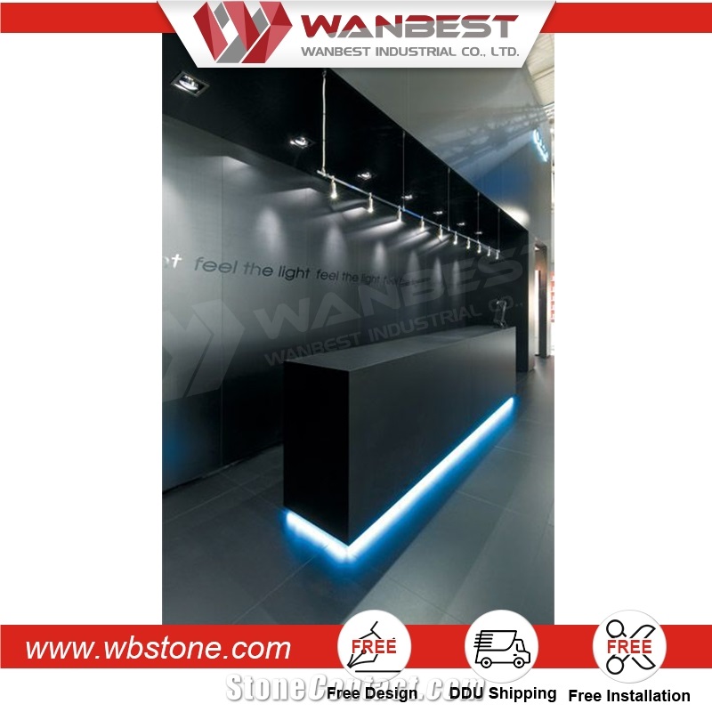 Black Glossy Gym 2017 Reception Solid Surface/Artificial Stone Retail Checkout Counters