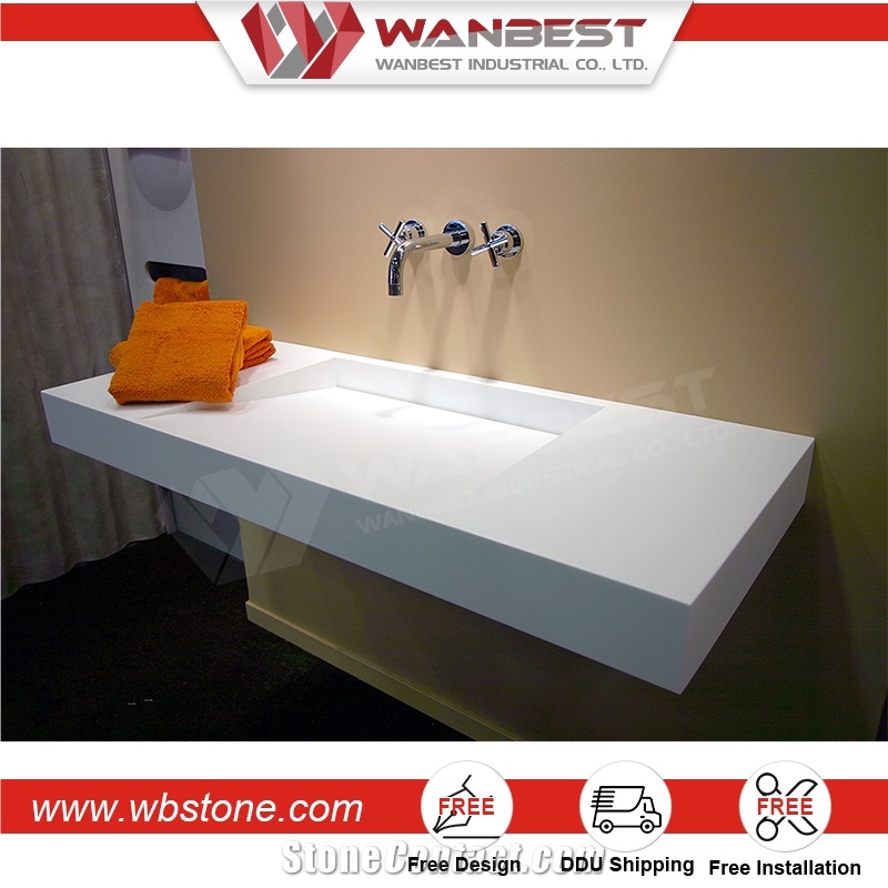 Custom Design Artificial Stone Rectangle Bathroom Sinks