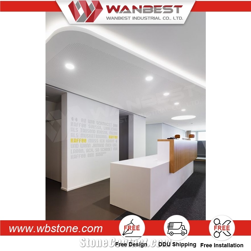 Customized Modern Artificial Stone Office Reception Counter&Blace and White Reception Desk with Led