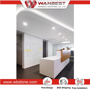 Customized Modern Artificial Stone Office Reception Counter&Blace and White Reception Desk with Led