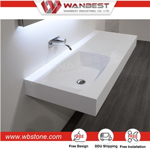 Factory Price Pure Acrylic Solid Surface White Artificial Stone Wash Basin