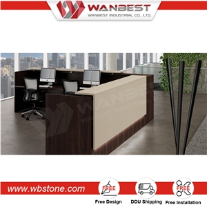High Quality Artificial Stone Reception Information Counter Top with Wooden Cabinet