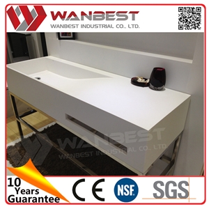 Hotel/Home Customized White Artificial Marble Bathroom Vanities Sinks