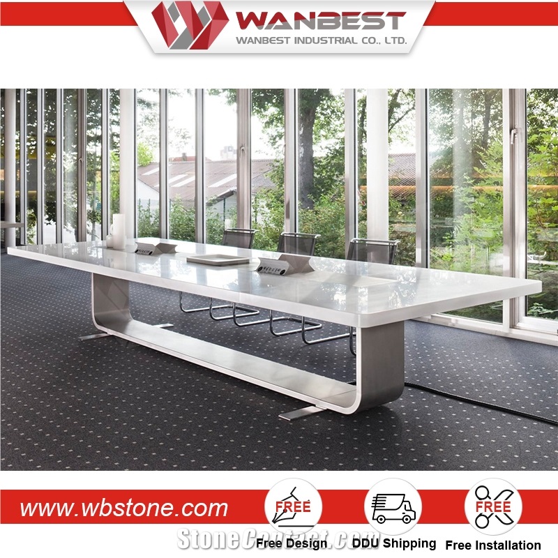 Modern Conference Room Tables Marble Made Large Size