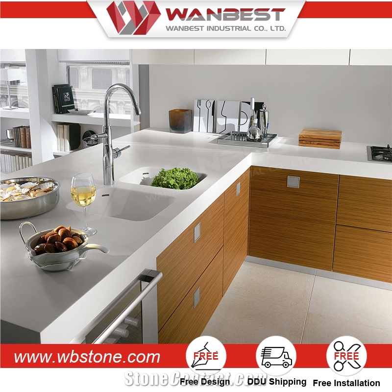 Modern Design Solid Surface Precut Stone Commercial Kitchen