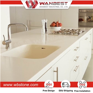 Modern Solid Surface Slab Artificial Stone Kitchen Countertop with Sink