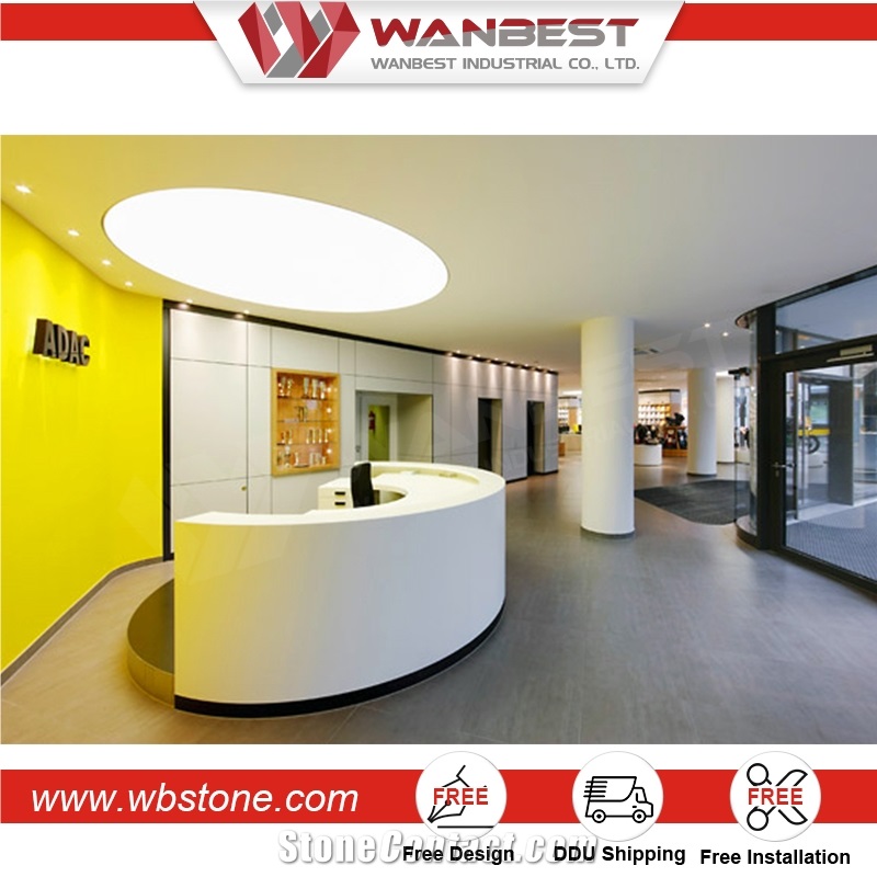 Modern White Solid Surface Semi Circle Curved Reception Desk Design From China Stonecontact Com