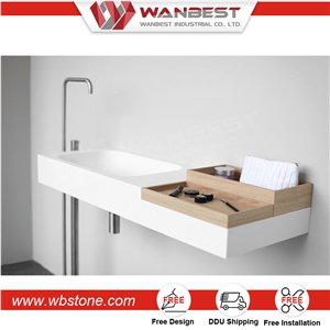 New Transparent Small Solid Surface Bathroom Wash Basin and Alloy Faucet Set