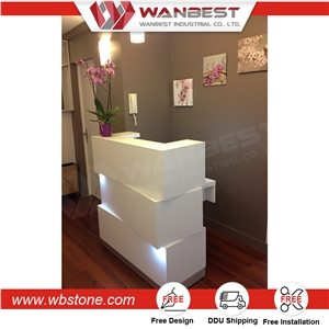 Wanbest Customized White Artificial Marble/Stone Solid Surface Reception Counters