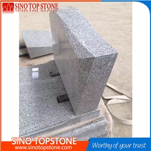 G603 White Sesame Granite Tombstone, Light Grey Granite Monument