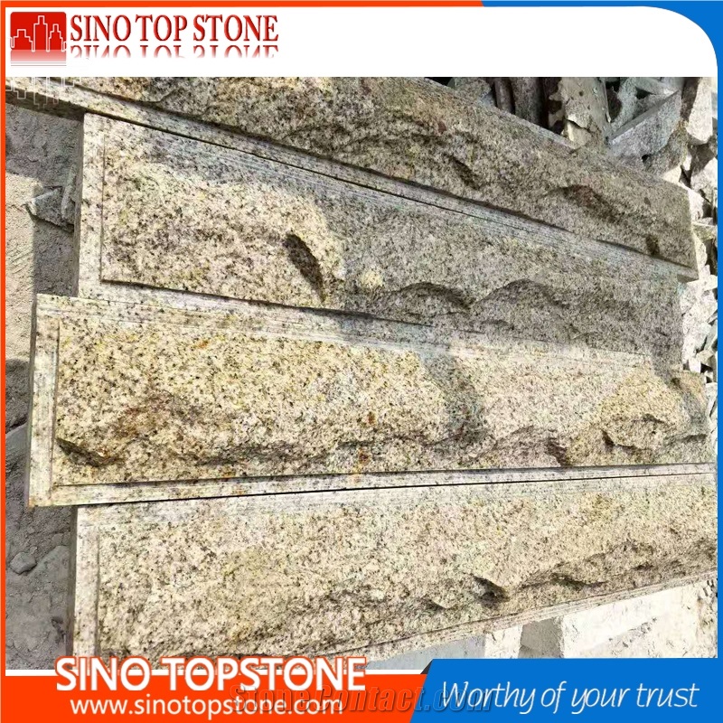 Rusty Granite Mushroom Stone Of the Wall Cladding, Natural Split Yellow Granite Wall Tiles