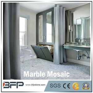 China White Marble Polished Mosaic Tiles for Wall & Floor Covering