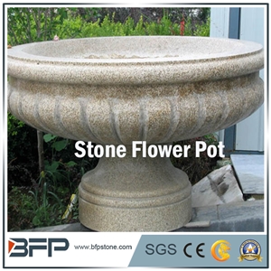 Granite Garden Flower Pot, G350 Yellow Granite Landscaping Planters