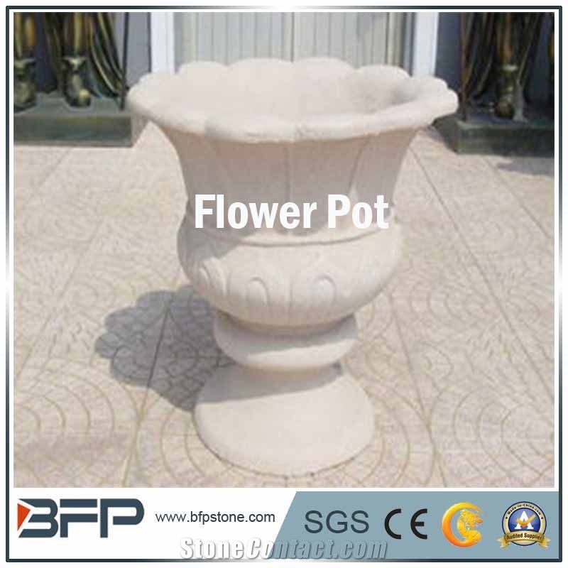 Granite Round Shape Pineapple Finish Flower Planter, Natural Split Finish Flower Pot for Garden Decoration