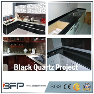 Hot Sale Black Engineered Quartz Stone for Kitchen Countertop