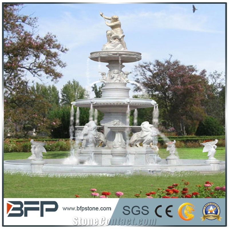 Outdoor Marble Water Fountain,Sunny Beige Marble Fountain,Children Sculptured Water Fountain
