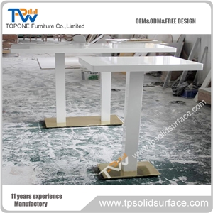 Artificial Marble Stone White Dinning Table with Acrylic Solid Surface Table Tops Design for Sale