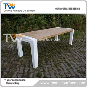 Artificil Marble Stone Conference Table Furniture with White Corian Acrylic Solid Surface Table Legs for Sale